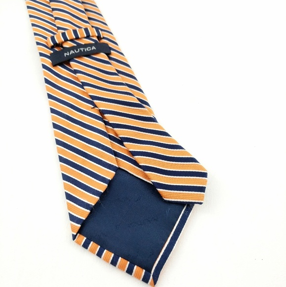 Nautica | Orange Navy Regal Sail Style Preppy Tie - Picture 3 of 7